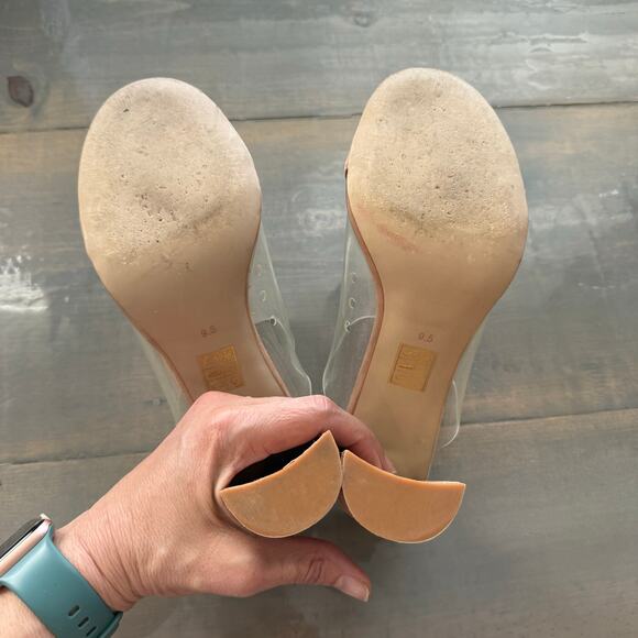 Jeffrey Campbell Blush Suede Clear Keira Slide Sandal Sz 9.5 - Picture 8 of 13